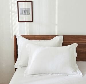 Simple & Opulence 100% Linen Pillow Cover Sham White Pair / Set 2 Standard 20x26